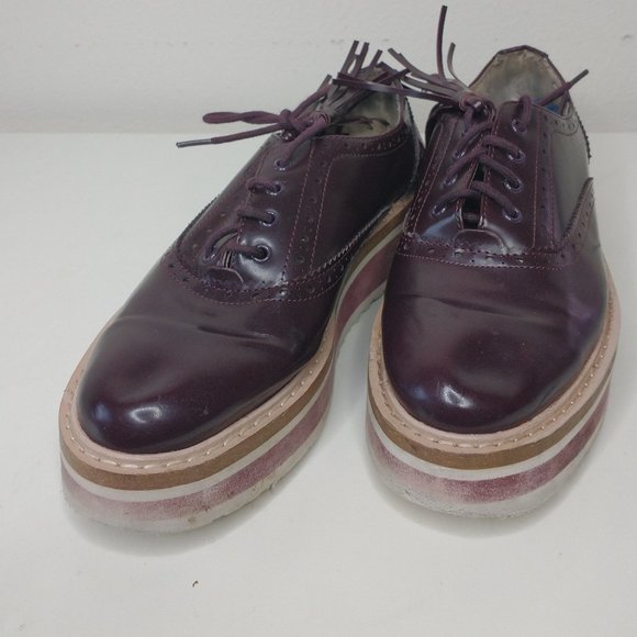 Zara Burgundy Platform Loafers